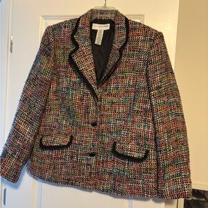 Sag Harbor Multicolored Tweed Blazer with Black Trim